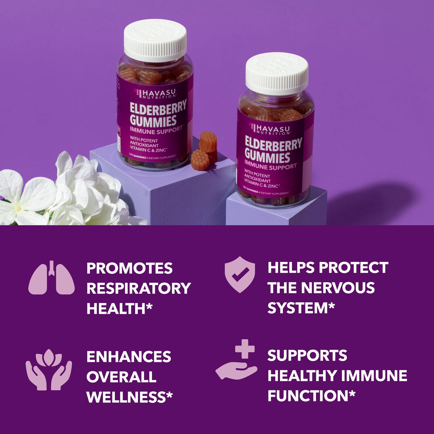 Sambucus Elderberry Gummies for Adults - Immune Support Supplement with Vitamin C and Zinc - Enhanced Formula for Daily Defense - 120 Count, 2 Month Supply, Berry Flavor - Convenient Wellness