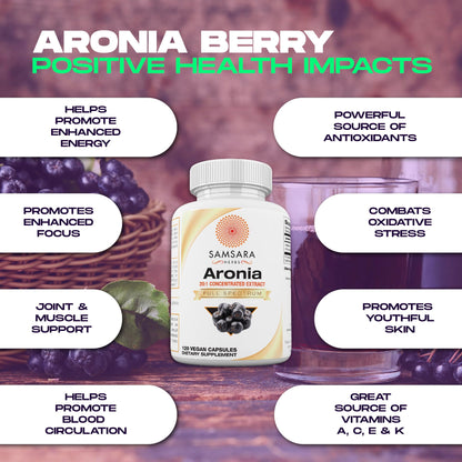 Samsara Herbs Aronia Berry 20:1 Extract | 120x500mg Capsules | Antioxidant & High ORAC