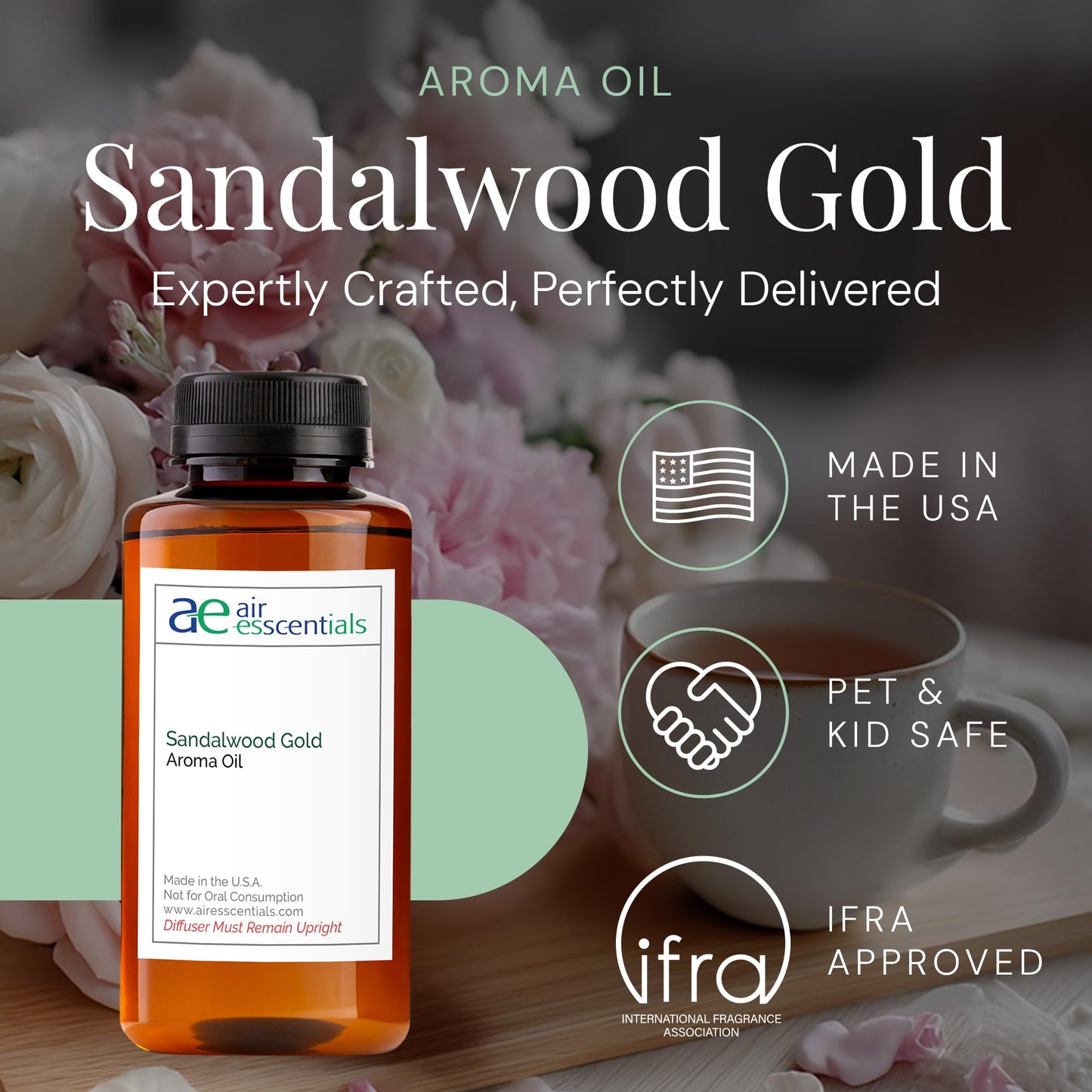 Sandalwood Gold Aroma Oil – Essential Oils for Diffusers & Scent Machines (300 mL)