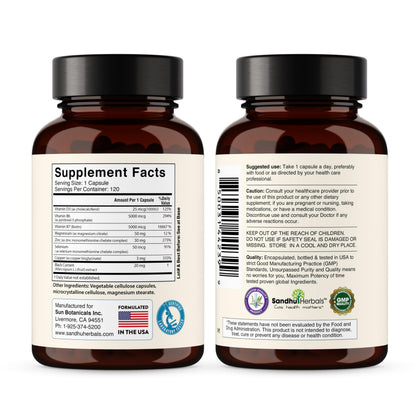 Sandhu Herbals Zinc 30mg with D3, B6, Biotin – Immune & Beauty Support | 120 Caps