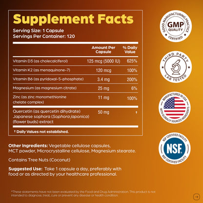 Sandhu's Vitamin D3 K2 Magnesium 5000 IU - 120 Capsule Pack | D3K2 for Energy, Immunity & Bone Health