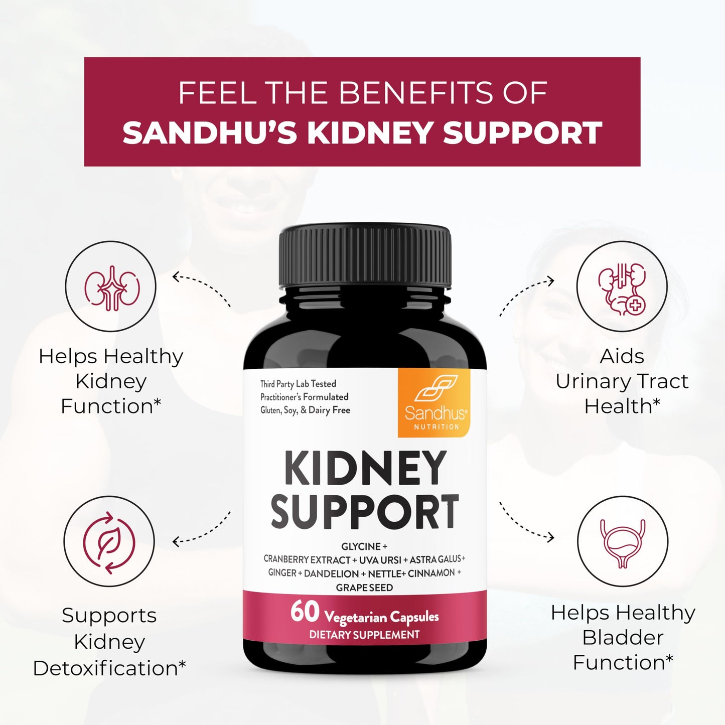 Sandhu's Kidney Cleanse Detox & Repair – Cranberry Extract, 60 Veg Capsules