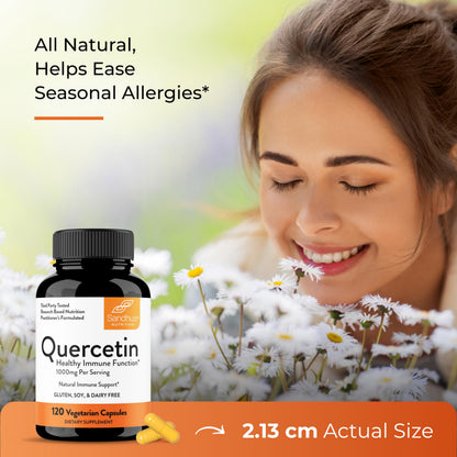 Sandhu's Quercetin Vegetarian Capsules – 120 Count | Immune Support & Respiratory Health