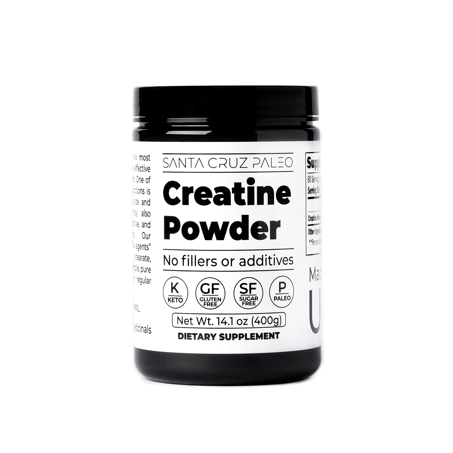 Santa Cruz Paleo Creatine Monohydrate Powder – Unflavored, 80 Servings, 400 g