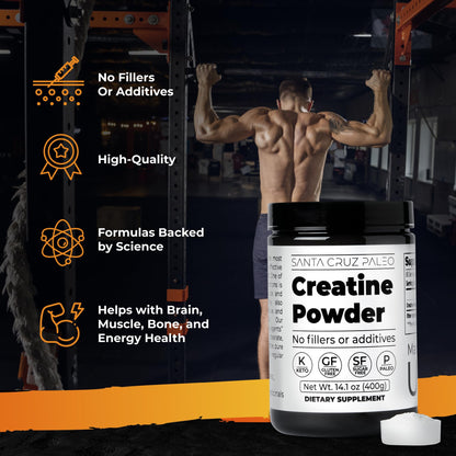 Santa Cruz Paleo Creatine Monohydrate Powder – Unflavored, 80 Servings, 400 g