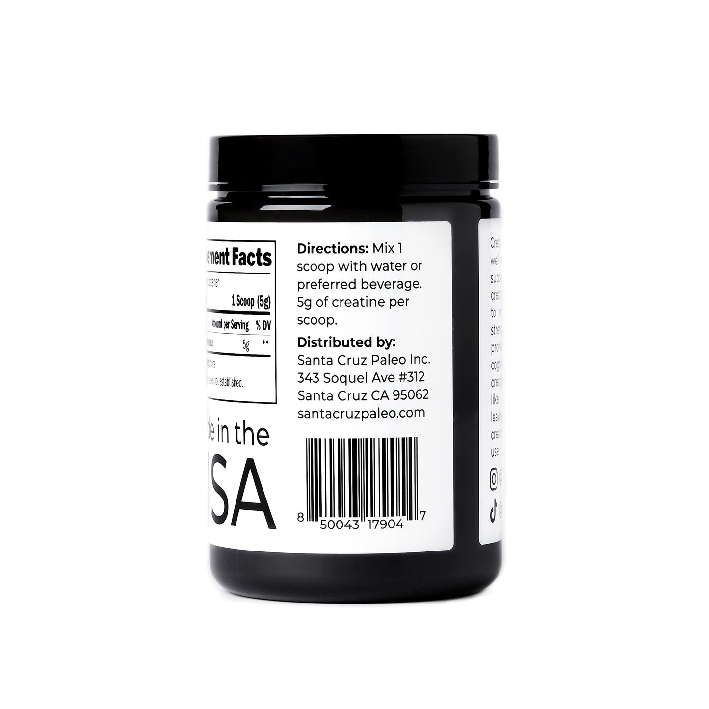 Santa Cruz Paleo Creatine Monohydrate Powder – Unflavored, 80 Servings, 400 g