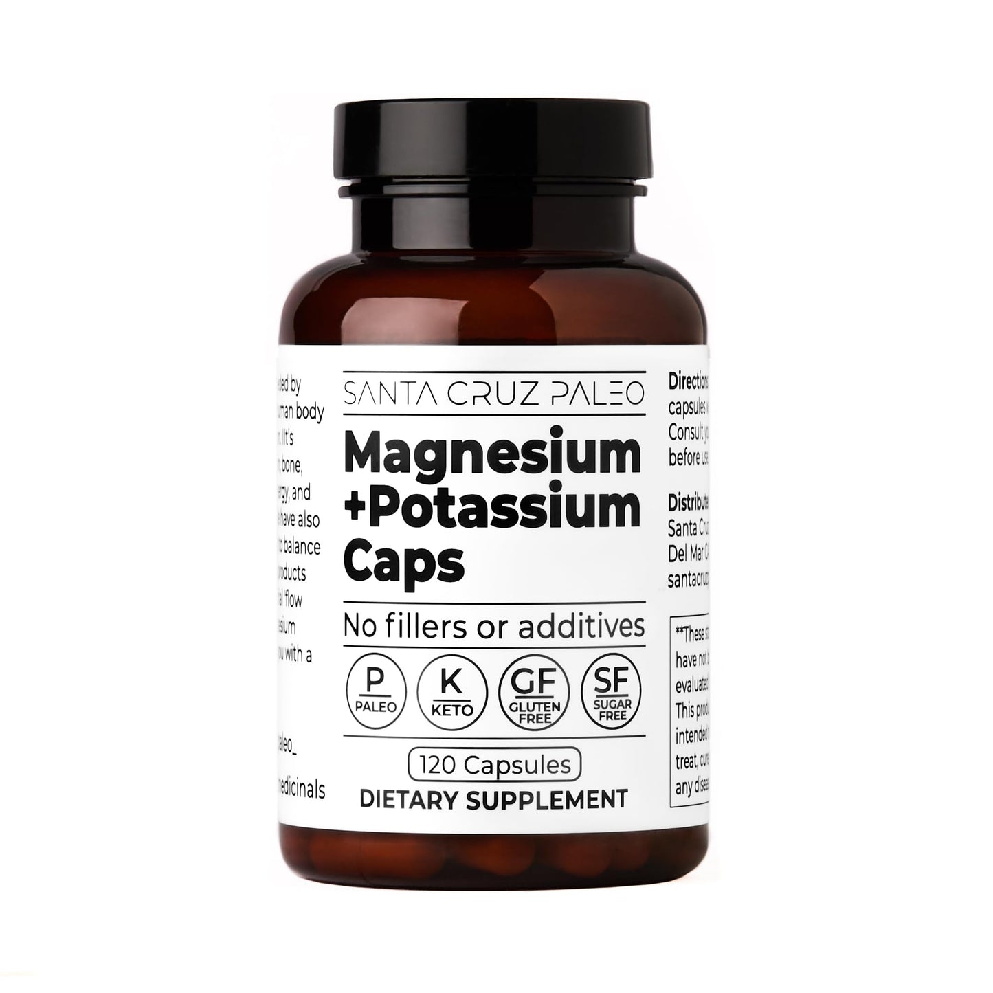 Santa Cruz Paleo Magnesium + Potassium Caps - 120 Caps | Gluten Free, Keto