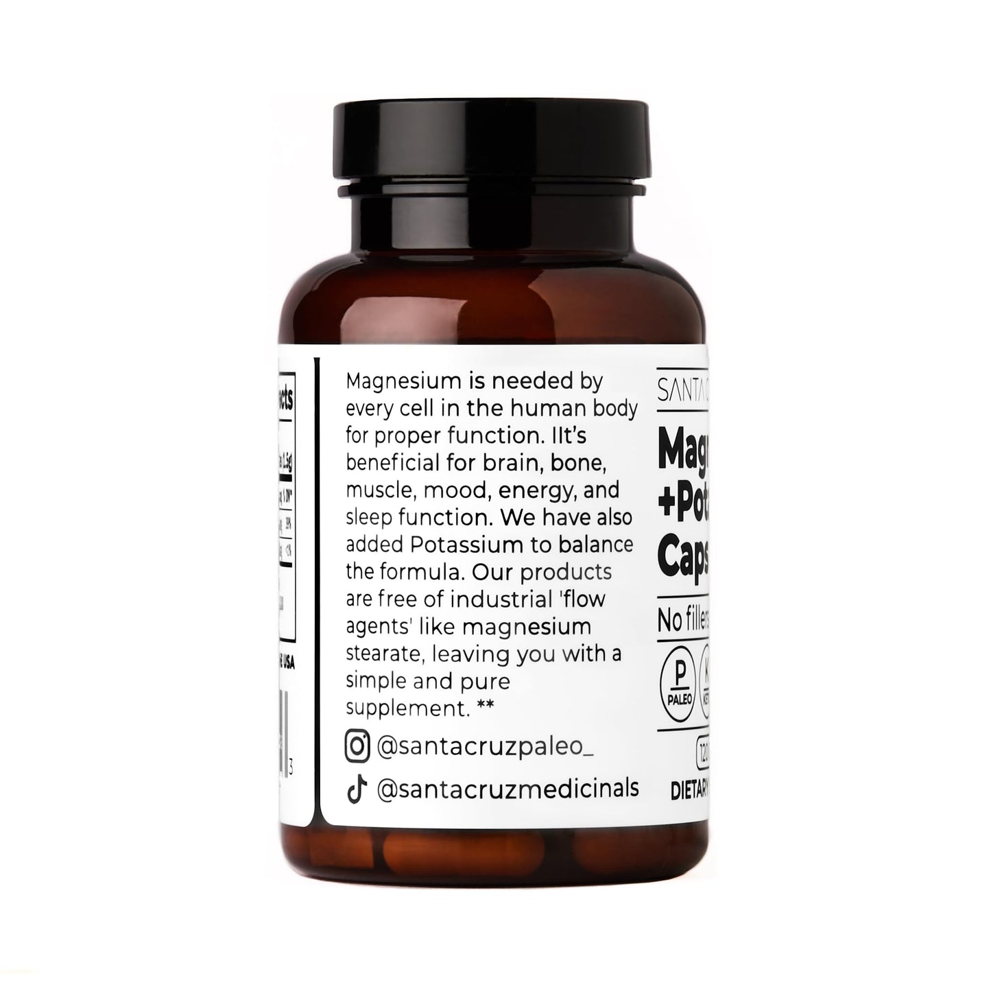 Santa Cruz Paleo Magnesium + Potassium Caps - 120 Caps | Gluten Free, Keto