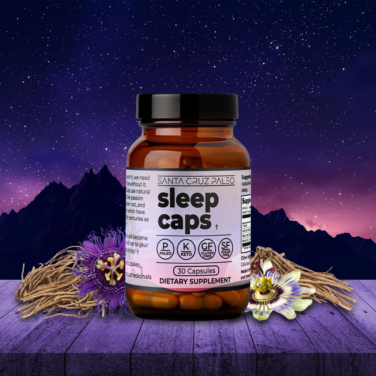 Santa Cruz Paleo Sleep Caps | L-Theanine, Melatonin-Free Nighttime Support | Paleo & Keto