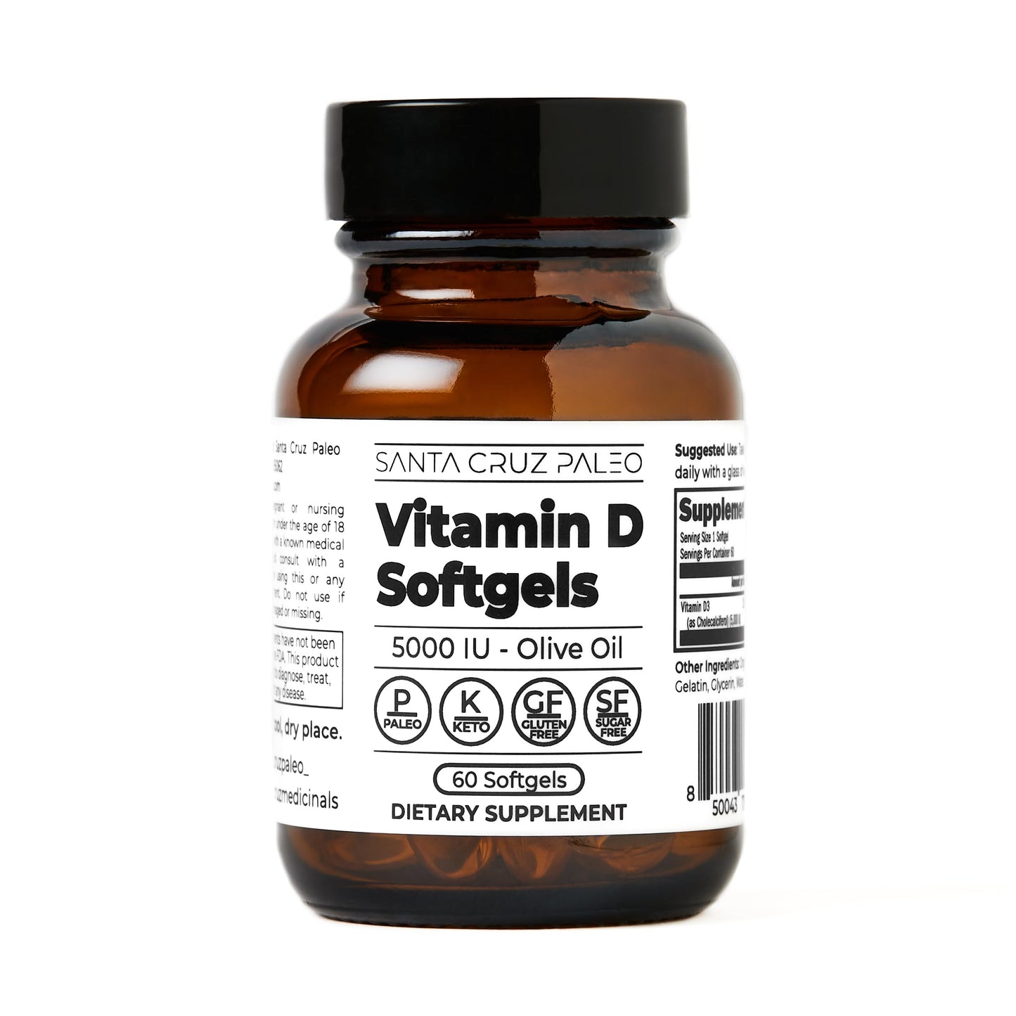 Santa Cruz Paleo Vitamin D3 5000 IU - Olive Oil Softgels, 60 Count