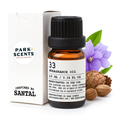 Santal Essential Oil for Diffuser – Inspired by Santal 33, 10 ml Glass Bottle with Euro Dropper (USA Made)