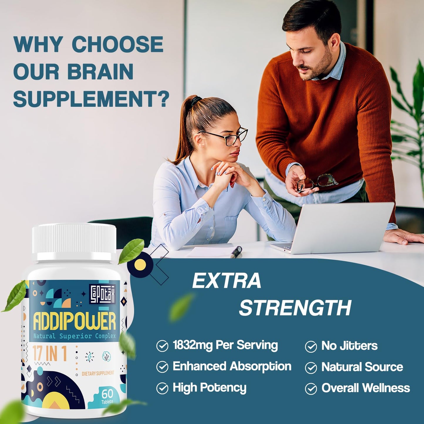 Sapotax 17-in-1 Brain Supplement – Herbal Extracts, Vitamins & Amino Acids (120 Tablets)