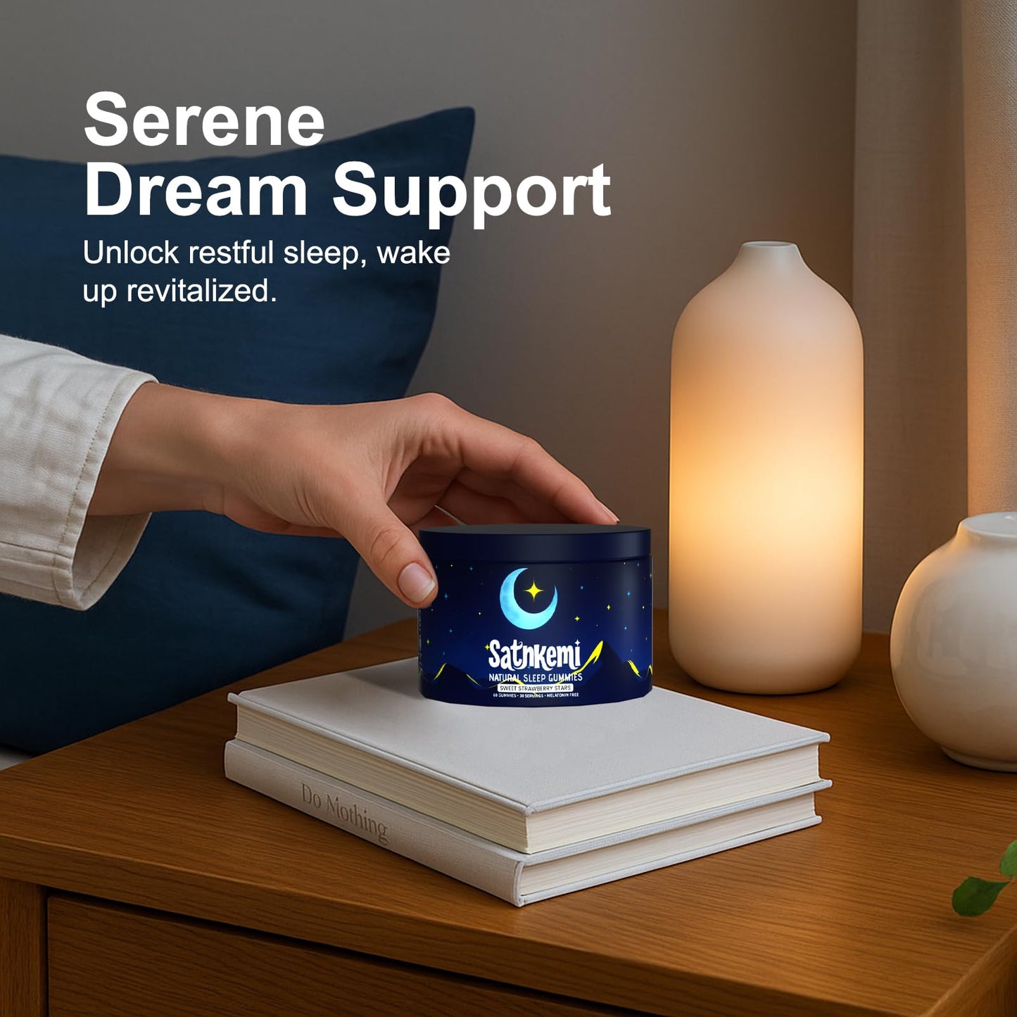 Satnkemi Sleep Gummies for Adults - Melatonin-Free Sleep Aid (Valerian, L-Theanine, Magnesium)