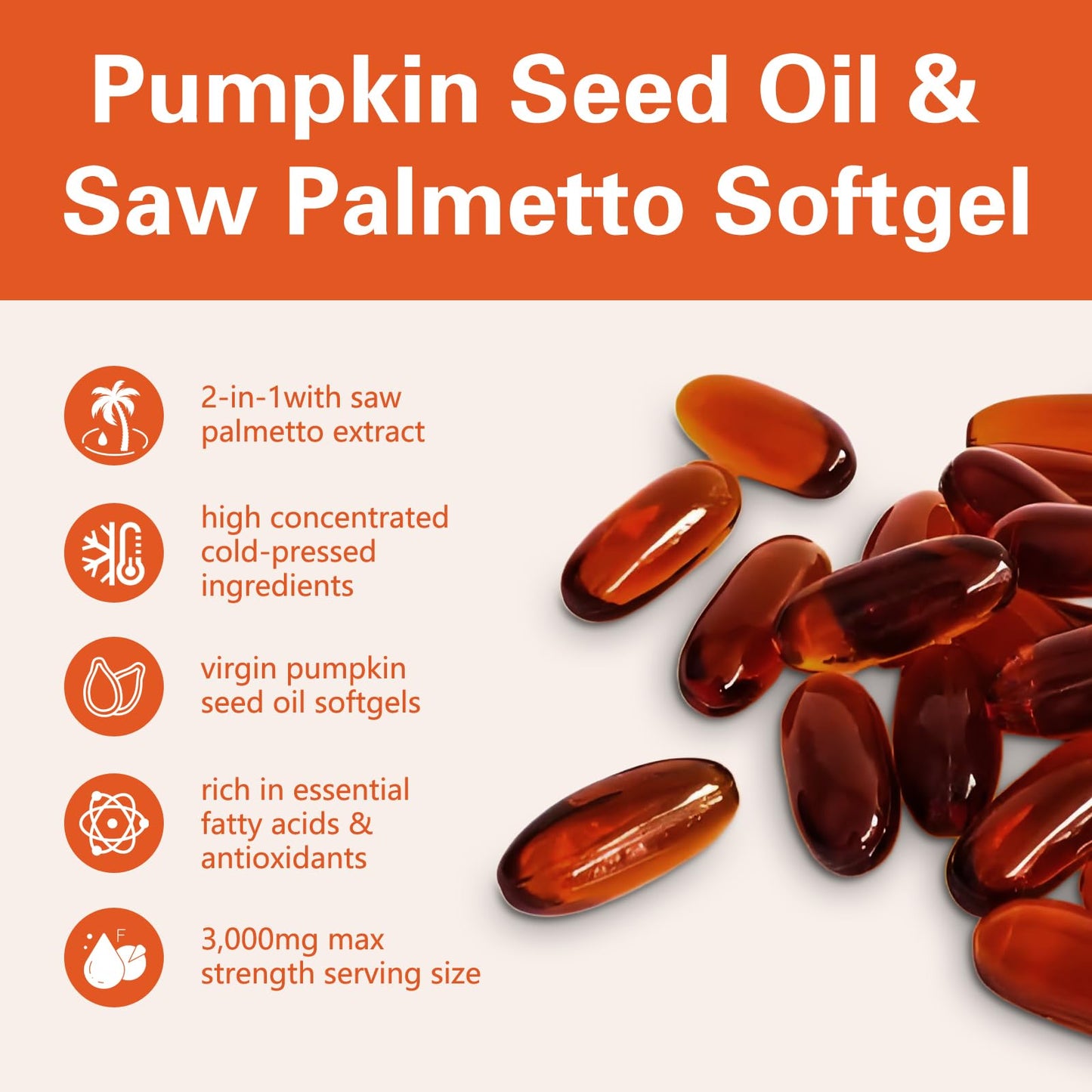Pumpkin Seed Oil with Saw Palmetto 3000mg | 300 Softgels | Cold Pressed