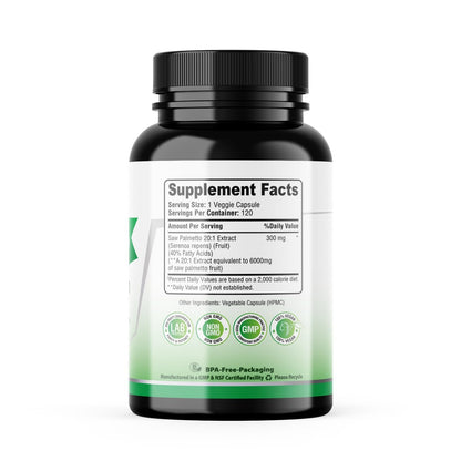 Saw Palmetto 20:1 Extract — 40% Fatty Acids | 120 Vegan Capsules | 4-Month Supply | Non-GMO | Made in USA