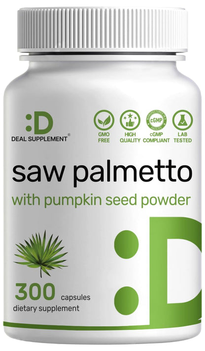 Saw Palmetto + Pumpkin Seed – 300 Capsules | Prostate Health & Hair Support