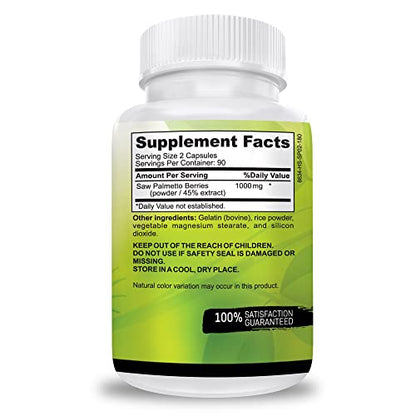 USA Grown Saw Palmetto 180 Caps – Prostate Health & Hair Growth