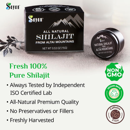 Sayan Pure Altai Shilajit Resin 30g | 4-Month Supply | Organic Fulvic Acid