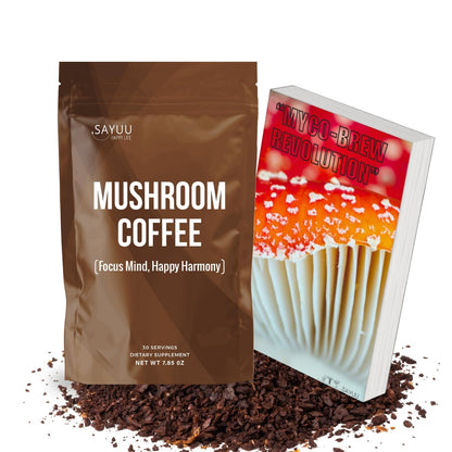 SAYUU Mushroom Coffee Blend – Focus, Energy & Harmony | Vegan Functional Mushrooms (Cordyceps, Lion’s Mane & Reishi) – 30 Servings