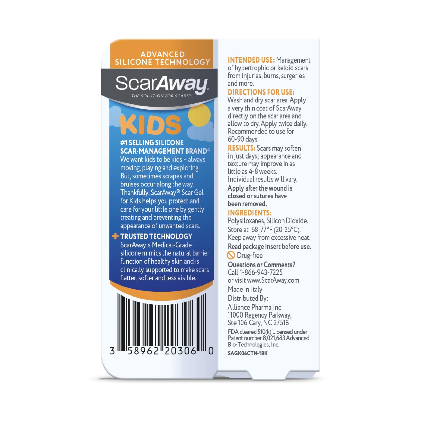 ScarAway Kids Silicone Scar Gel – Medical-Grade, 6g, Improves Scar Color & Texture