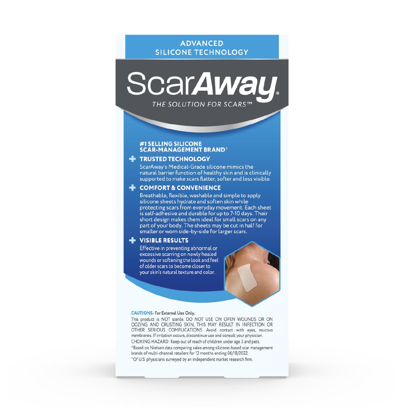 ScarAway Advanced Silicone Scar Sheets – Medical-Grade, Reusable 1.5x3 Inch Scar Treatment (8 Tan Sheets)