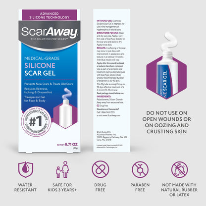 ScarAway Silicone Scar Gel – Improve Size, Color & Texture of Hypertrophic & Keloid Scars (10g)