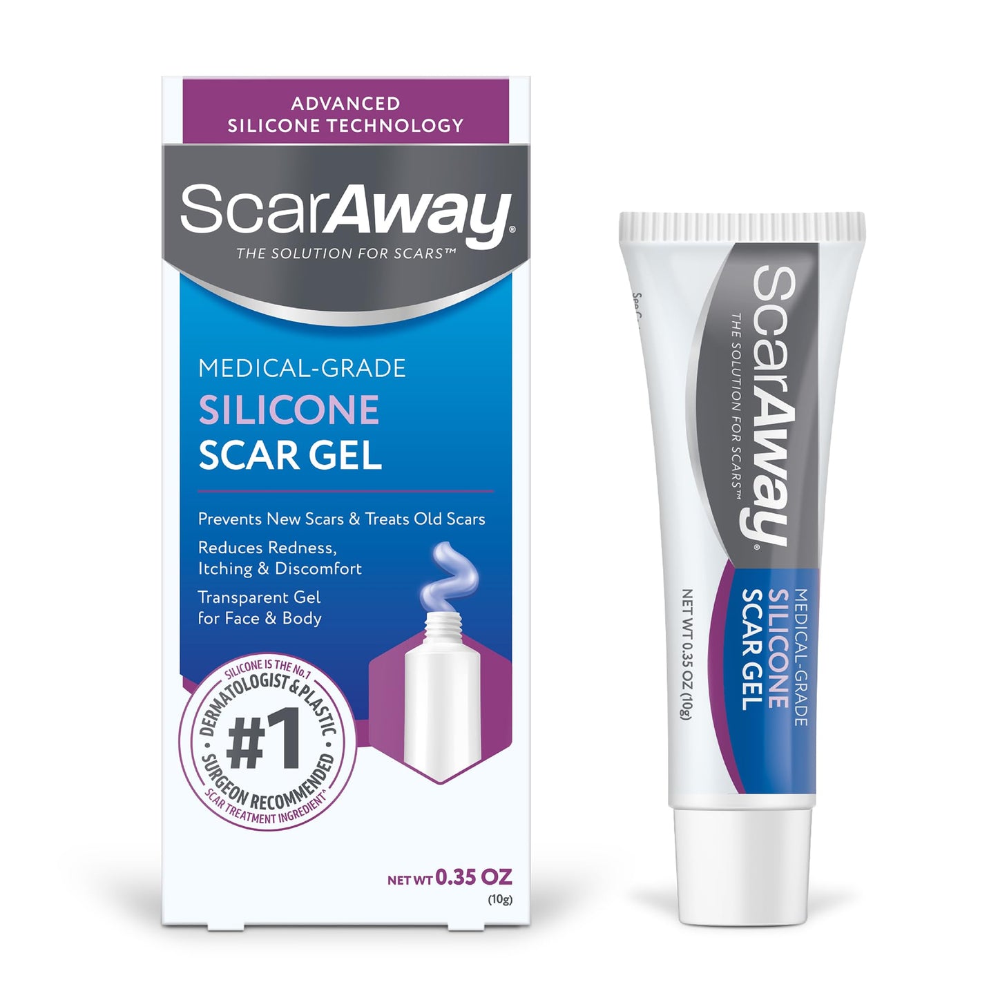 ScarAway Silicone Scar Gel – Improve Size, Color & Texture of Hypertrophic & Keloid Scars (10g)