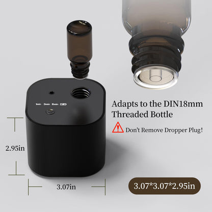Scent Diffuser – Battery-Operated Waterless Essential Oil Diffuser, Mini Portable, 3 Mist Modes, 400 sq ft, Black