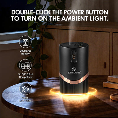 Scentcare Waterless Diffuser – Warm LED, Auto Power-Off, 4 Mist Modes