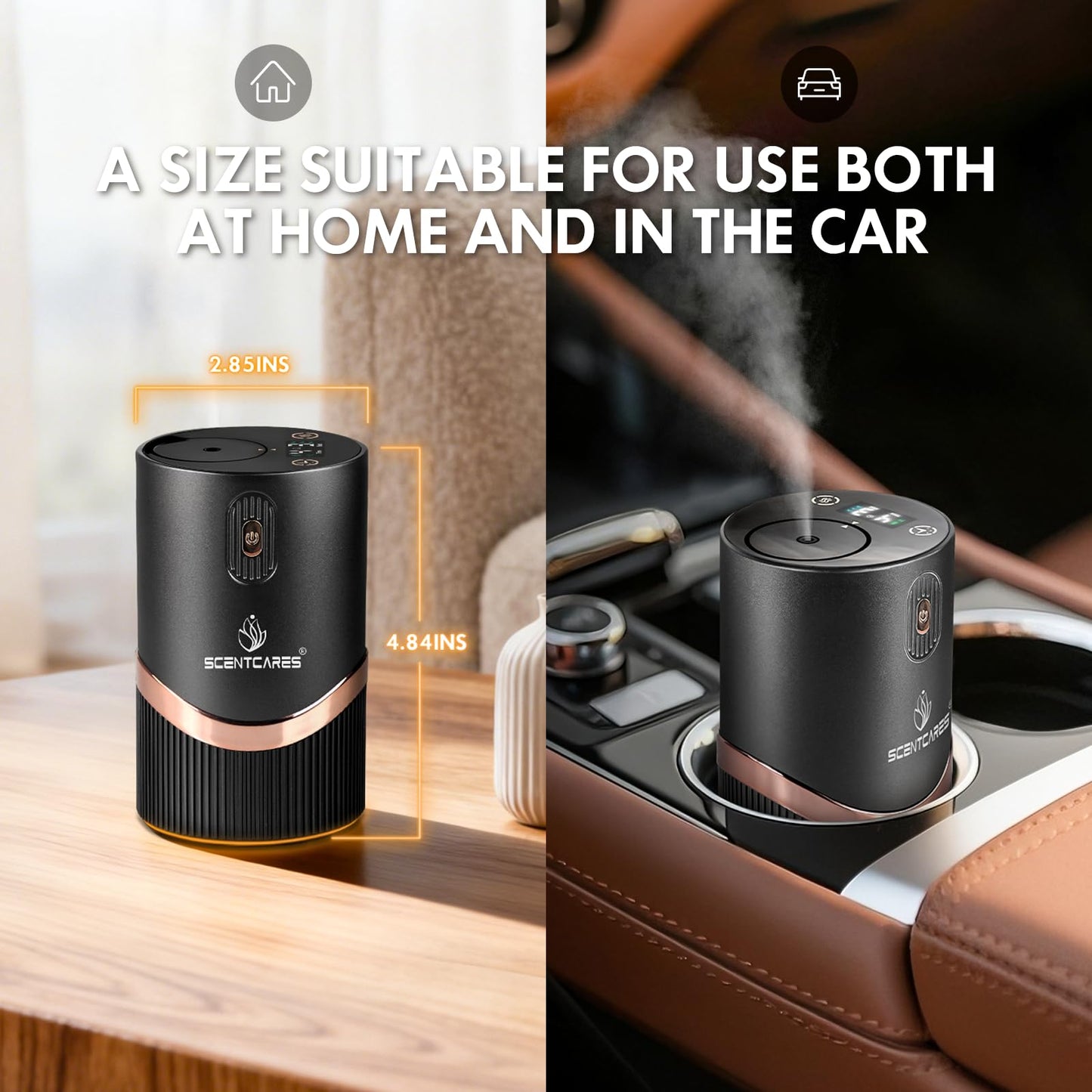 Scentcare Waterless Diffuser – Warm LED, Auto Power-Off, 4 Mist Modes