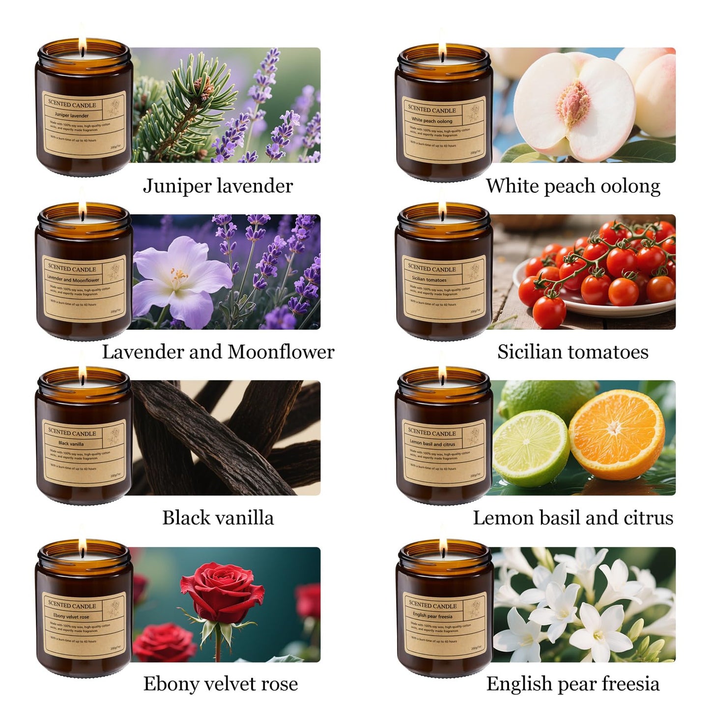 100% Natural Soy Scented Candles – Random Scent, 8 Fragrances, 40-Hour Burn Time | Giftable This Holiday