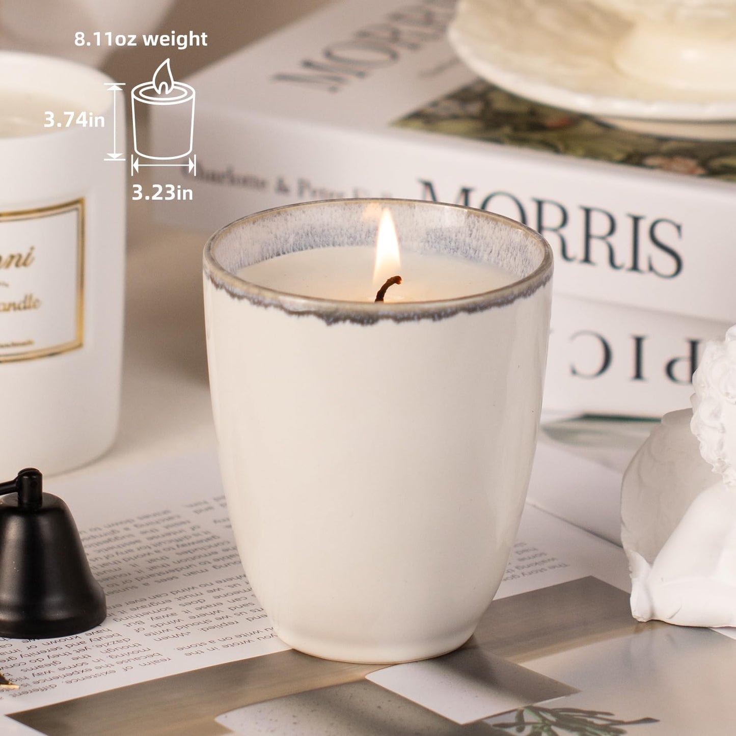 Scented Candle 8oz Soy – Red Rose Ceramic Cup Jar Candle | Long-Lasting, Non-Toxic