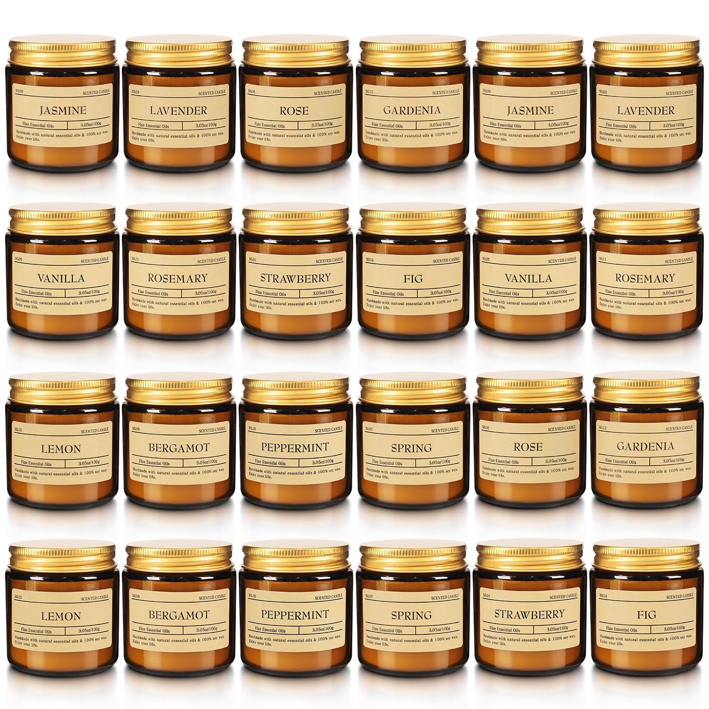 24-Pack Scented Candle Set – Soy Wax, Odor Elimination, Stress Relief Gift