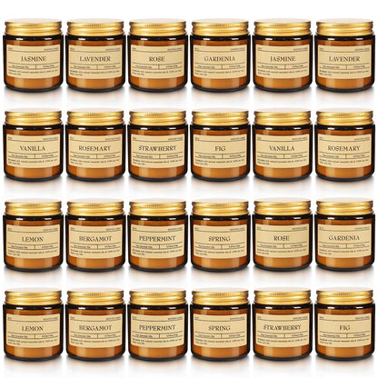 24-Pack Scented Candle Set – Soy Wax, Odor Elimination, Stress Relief Gift