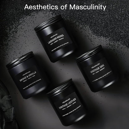 Scented Candle Set for Men - 28 oz, 200 Hour Burn, 4 Pack Soy Candles