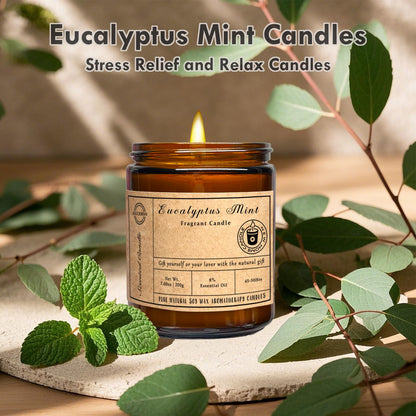 Scented Candles 7oz Eucalyptus Mint – Soy Wax Aromatherapy, Long-Lasting, Non-Toxic