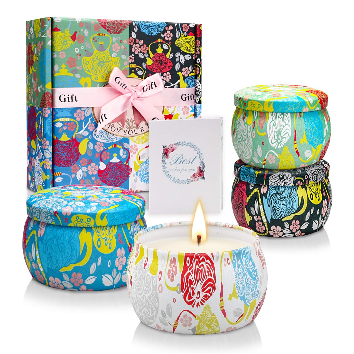 Scented Candles Gift Sets – Soy Wax Travel Tin Candles 4 Pack