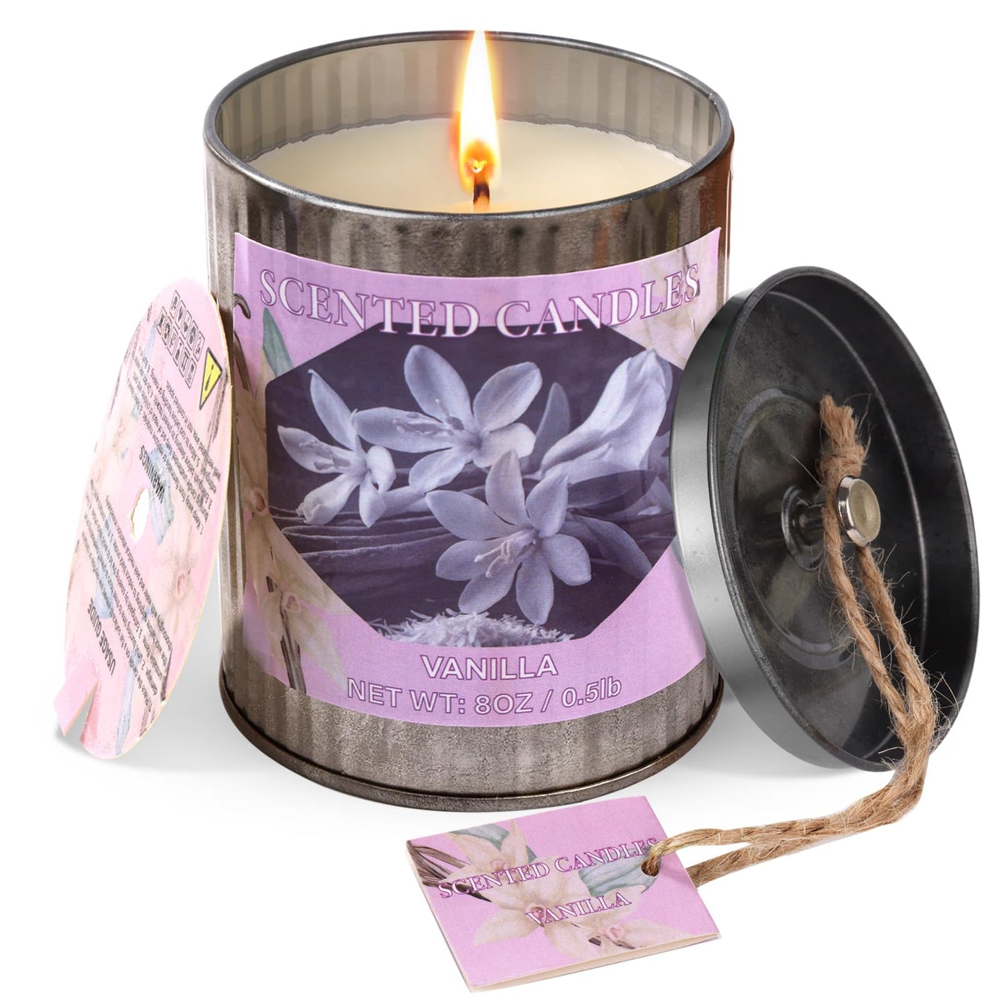 Scented Candles for Home | 8oz Vanilla Soy Candle, 50H Burn, Gift Box