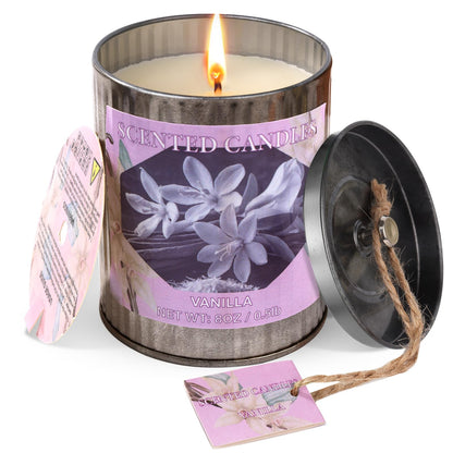 Scented Candles for Home | 8oz Vanilla Soy Candle, 50H Burn, Gift Box