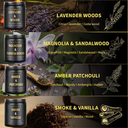 Men's Scented Candles - 4 Pack Gift Set (28oz) | Soy Wax Aromatherapy