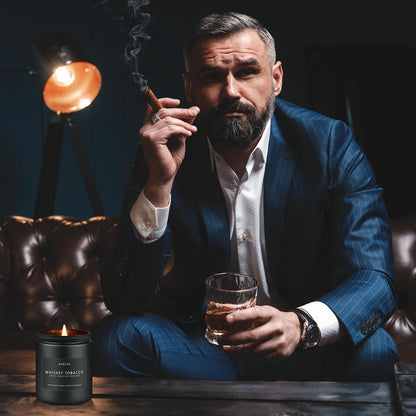 4 Pack Scented Candles Set for Men | Leather, Oak, Smoke & Vanilla