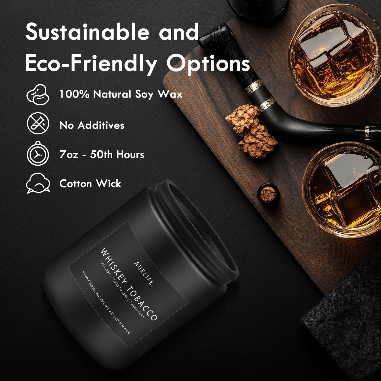 Scented Candles Set – 4-Pack for Men | Caramel Coffee, Whiskey Tobacco, Rum & Oak, Vintage Leather