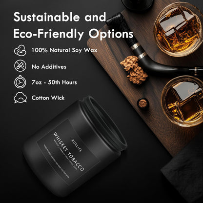 Scented Candles Set – 4-Pack for Men | Caramel Coffee, Whiskey Tobacco, Rum & Oak, Vintage Leather