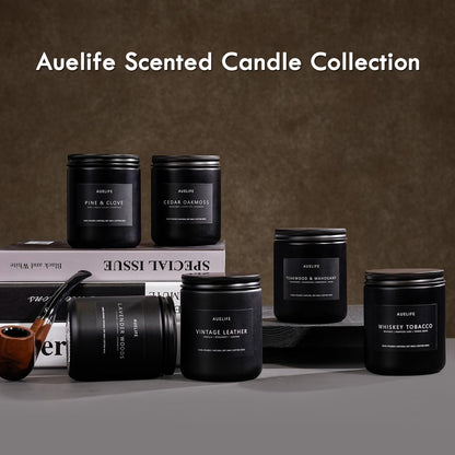 Scented Candles Set – 4-Pack for Men | Caramel Coffee, Whiskey Tobacco, Rum & Oak, Vintage Leather