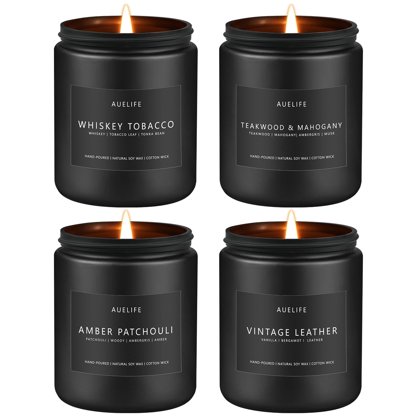 Scented Candles Set for Men – 4-Pack Masculine Soy Candles, Gifts for Dad