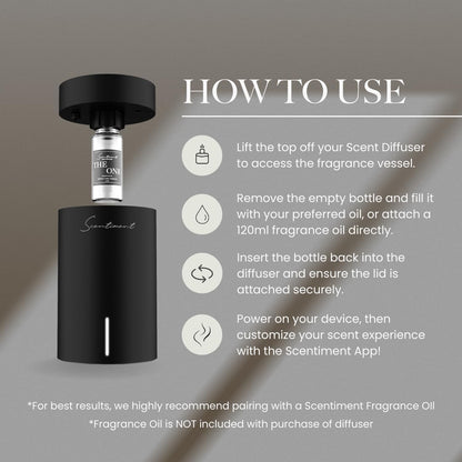 Scentiment Mini V2 LE – Limited Edition Portable Cold-Air Diffuser with Wi-Fi, Touch Controls, 500 sq ft (Black)