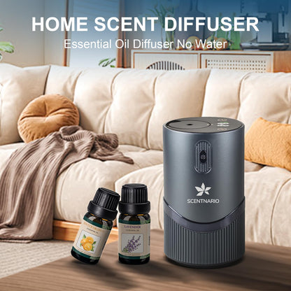 SCENTNARIO Essential Oil Diffuser - Waterless Aluminum Nebulizer, 20ml, 3 Mist Levels, 72h Battery