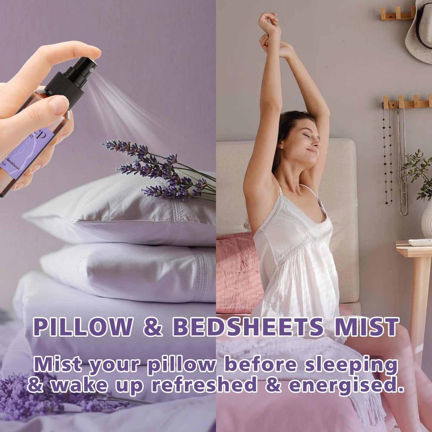 SCENTORINI Sleep Spray 4-Pack – Calming Lavender Essential Oil Aromatherapy Mist (75ml each) for Bedding & Room