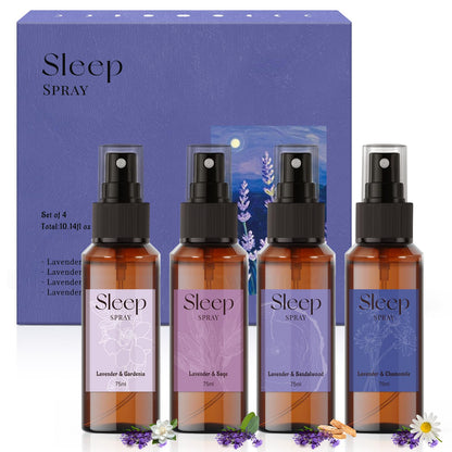 SCENTORINI Sleep Spray 4-Pack – Calming Lavender Essential Oil Aromatherapy Mist (75ml each) for Bedding & Room