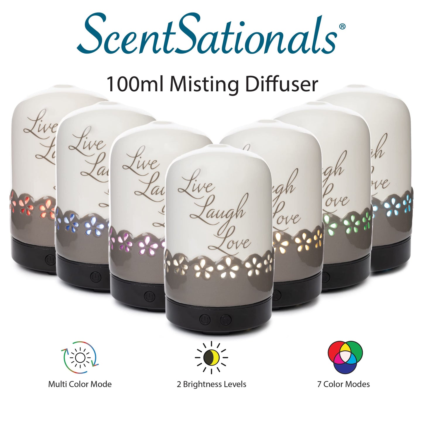 ScentSationals Sentiments Essential Oil Diffuser – Aromatherapy Diffuser for Living Room or Bedroom – Ivory/Tan